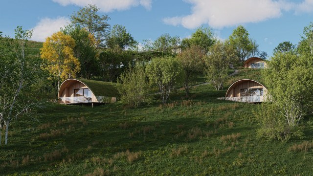 CGI view of proposed grass-roofed lodges
